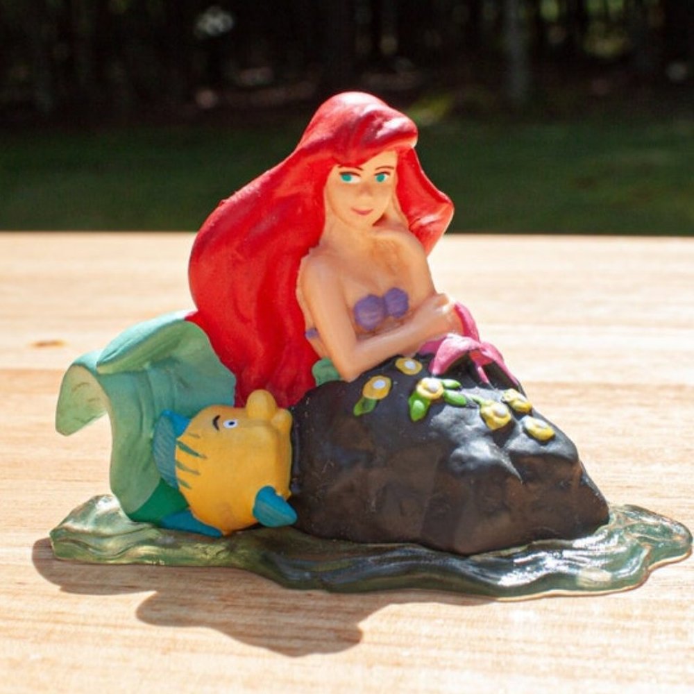 Vintage 90s Little Mermaid Ariel and Flounder Disney Cake Topper 90s Birthday